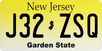 NJ license plate J32ZSQ