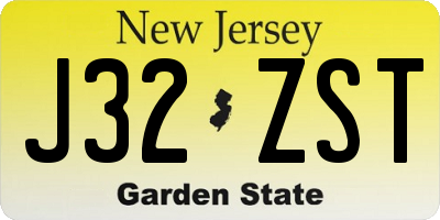 NJ license plate J32ZST