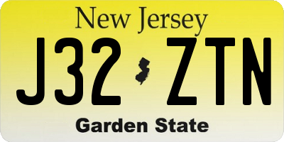 NJ license plate J32ZTN