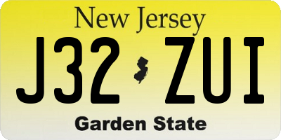 NJ license plate J32ZUI