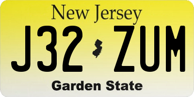 NJ license plate J32ZUM