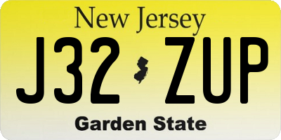 NJ license plate J32ZUP
