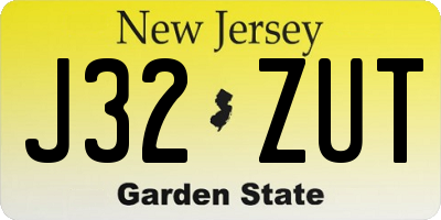 NJ license plate J32ZUT