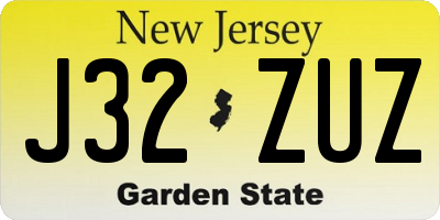 NJ license plate J32ZUZ