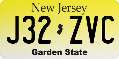 NJ license plate J32ZVC