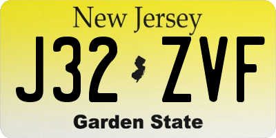 NJ license plate J32ZVF