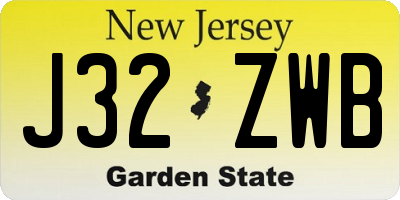 NJ license plate J32ZWB