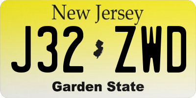 NJ license plate J32ZWD