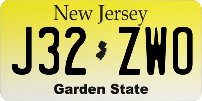 NJ license plate J32ZWO