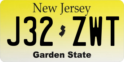 NJ license plate J32ZWT
