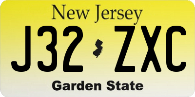 NJ license plate J32ZXC