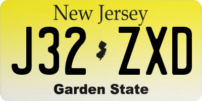 NJ license plate J32ZXD