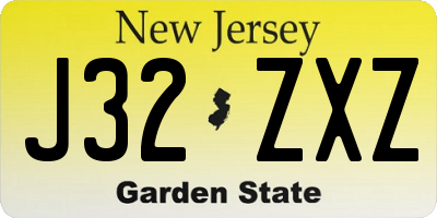 NJ license plate J32ZXZ