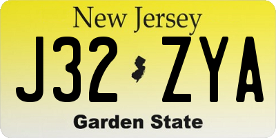 NJ license plate J32ZYA
