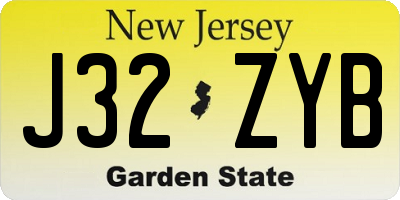NJ license plate J32ZYB