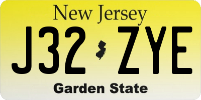 NJ license plate J32ZYE