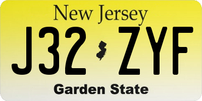 NJ license plate J32ZYF