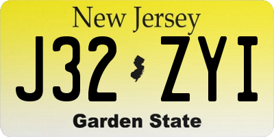 NJ license plate J32ZYI