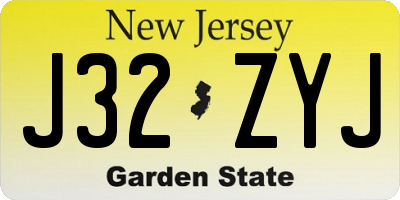 NJ license plate J32ZYJ