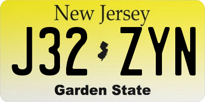 NJ license plate J32ZYN