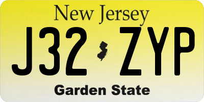 NJ license plate J32ZYP