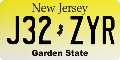 NJ license plate J32ZYR