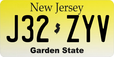 NJ license plate J32ZYV