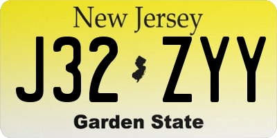 NJ license plate J32ZYY
