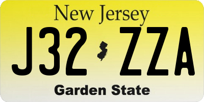NJ license plate J32ZZA