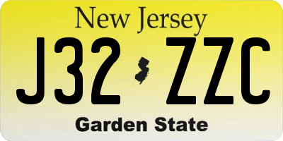 NJ license plate J32ZZC