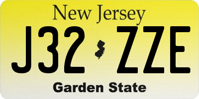 NJ license plate J32ZZE