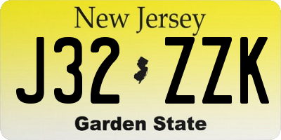 NJ license plate J32ZZK