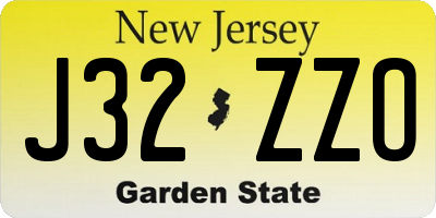 NJ license plate J32ZZO