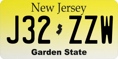 NJ license plate J32ZZW