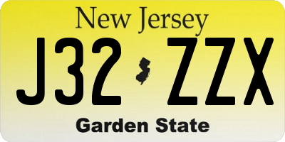 NJ license plate J32ZZX