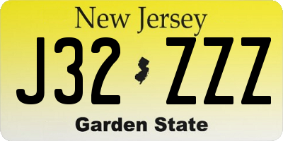 NJ license plate J32ZZZ
