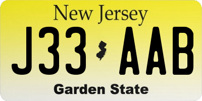 NJ license plate J33AAB