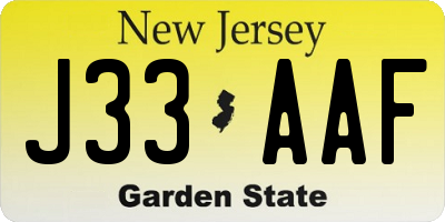 NJ license plate J33AAF