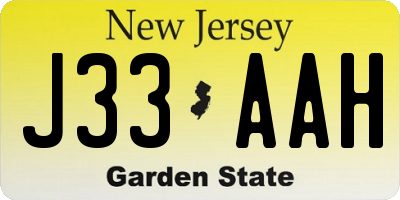 NJ license plate J33AAH