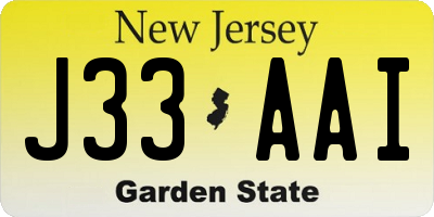 NJ license plate J33AAI