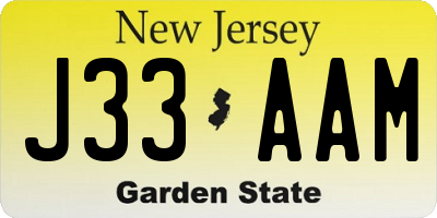 NJ license plate J33AAM