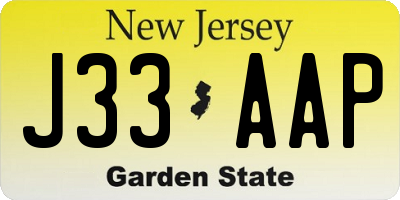 NJ license plate J33AAP