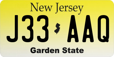 NJ license plate J33AAQ
