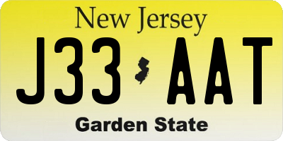 NJ license plate J33AAT