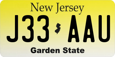 NJ license plate J33AAU