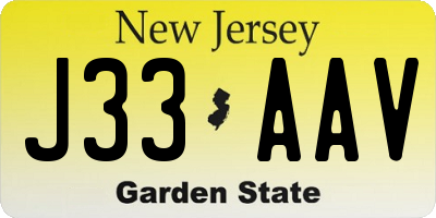 NJ license plate J33AAV