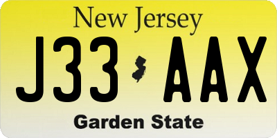 NJ license plate J33AAX