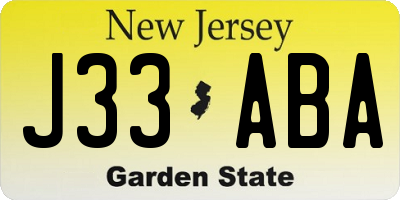 NJ license plate J33ABA