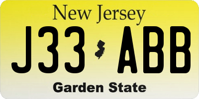 NJ license plate J33ABB