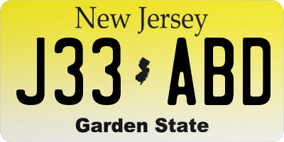 NJ license plate J33ABD